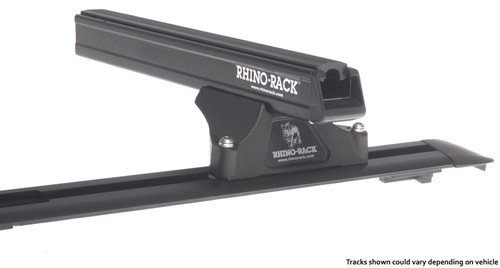 Rhino-Rack 05-16 Land Rover LR3 & LR4 4 Door SUV Heavy Duty RLTP Track Mount 2 Bar Roof Rack - Black JA0660