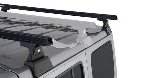 Rhino-Rack 18-21 Jeep Wrangler 4 Door SUV Heavy Duty RLT600 2 Bar Backbone Roof Rack - Black JB0884