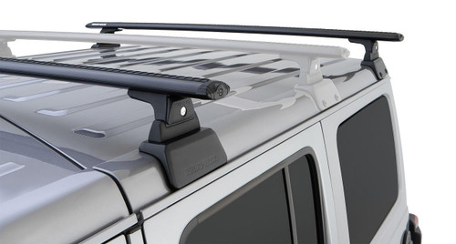  Rhino-Rack 18-21 Jeep Wrangler 4 Door SUV Vortex RLT600 2 Bar Backbone Roof Rack - Black JB0898 