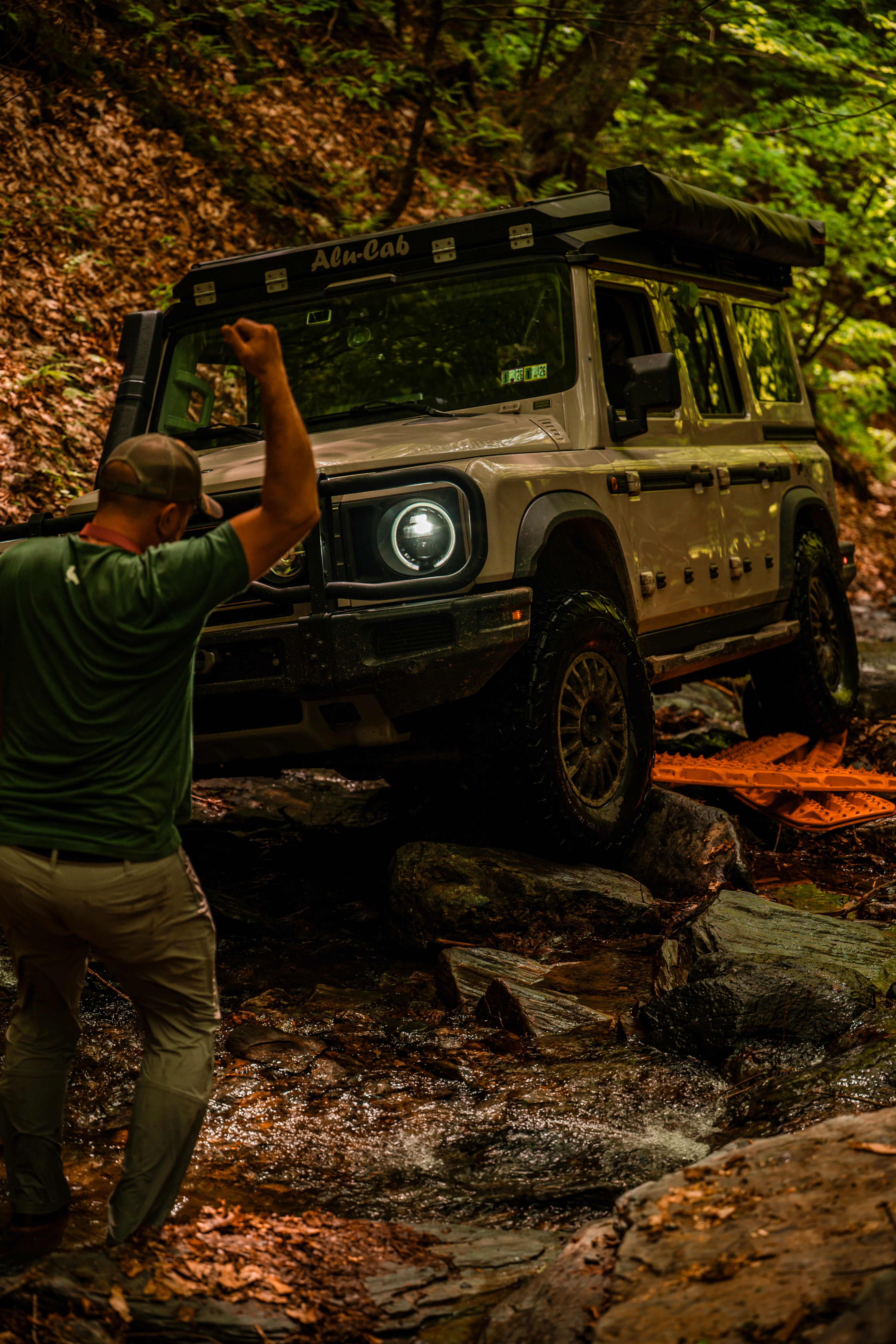 Off-road vehicle stuck in deep mud