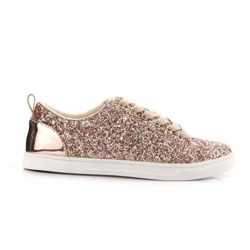 Bling-Bling watch out! These cute Rose Gold Glitter Sneaker with Lace are lit!