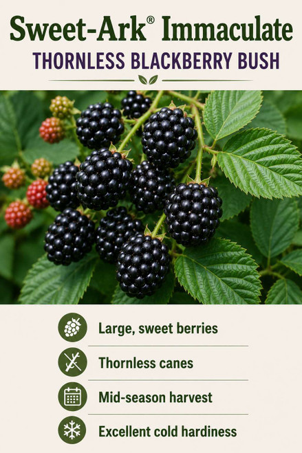 Sweet-Ark® Immaculate Thornless Blackberry Bush Berryking.com