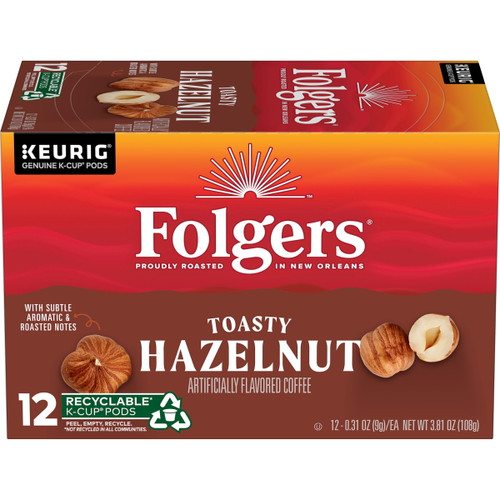 Folgers Toasty Hazelnut Flavored Coffee (12 K-Cup Pods)
