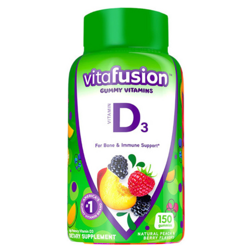 Vitafusion Vitamin D3 Gummy Vitamins for Bone and Immune System Support, Peach & Berry Flavors (150 Count)