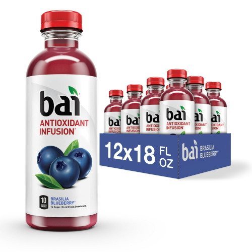 Bai Gluten-Free, Brasilia Blueberry, 18 fl oz (Pack of 12)