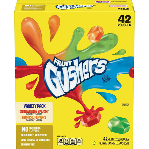 Fruit Gushers Variety Pack, Strawberry Splash & Tropical (42 Count)