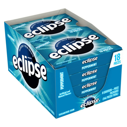 Eclipse Gum Peppermint Sugar Free Chewing Gum, 8 Count (Pack of 18)