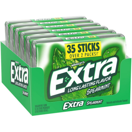 Extra Spearmint Sugar Free Chewing Gum, 35 Count (6 Pack)