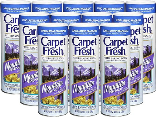 Carpet Fresh Rug and Room Deodorizer with Baking Soda, Mountain Essence Fragrance, 14 OZ (12-Pack)