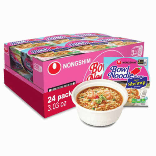 Nongshim Savory Spicy Shrimp Ramen Noodle Soup Bowl 3.03 oz (Pack of 12)