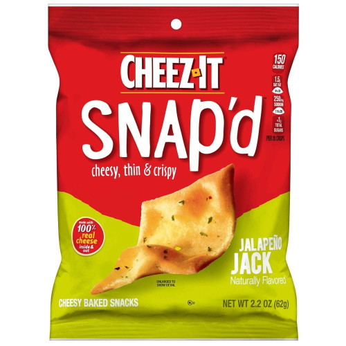 Cheez-It Snap'd Jalapeno Jack Crackers Cheese,  2.20oz (Pack of 6)