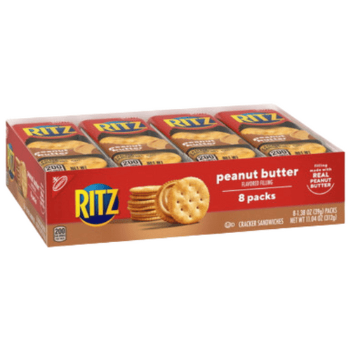 RITZ Peanut Butter Sandwich Crackers, 1.38 oz, 8 Packs (6 Boxes) - Total of 48 packs