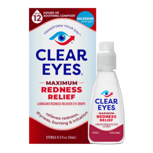 Clear Eyes Redness Eye Relief Lubricant Eye Drops, 0.5 fl oz. (Pack of 12)