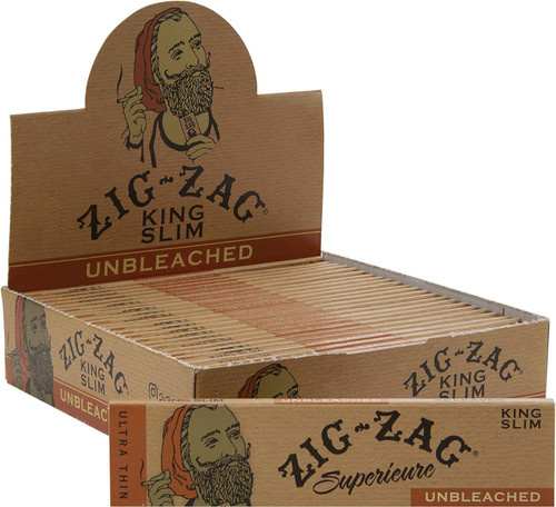 Zig-Zag Rolling Papers Unbleached King Slim Size, (Pack of 24)