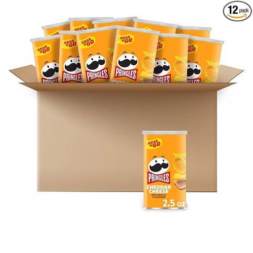 Pringles Cheddar Cheese Potato Chips, 2.5oz (Pack of 12)