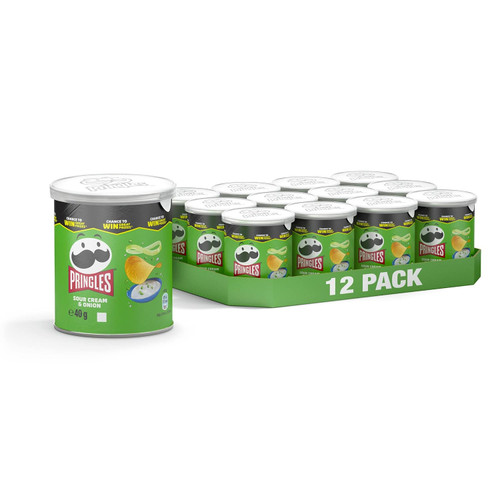 Pringles Sour Cream and Onion Potato Chips, 40g (Pack of 12)