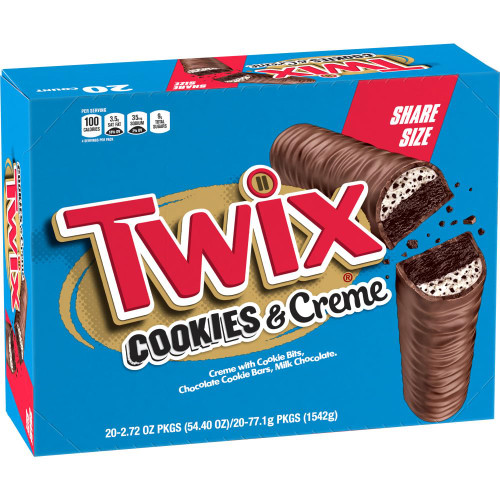 TWIX Cookies & Creme Chocolate Bar, 2.72oz (Pack of 20)