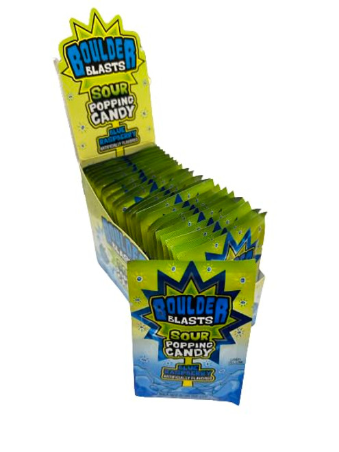 Koko's Boulder Blasts Sour Popping Candy, Blue Raspberry (Pack of 24)