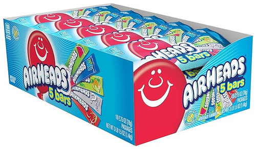 Airheads Candy, Assorted Flavors, 5 Count (Pack of 18)