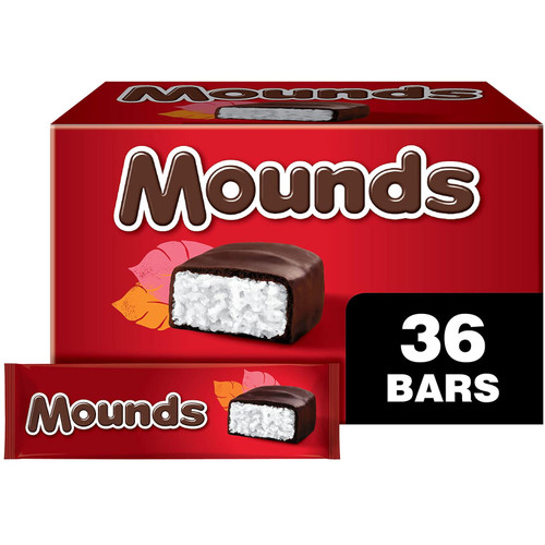 MOUNDS Dark Chocolate and Coconut Candy Bars, 1.75oz (Pack of 36)