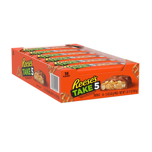 REESE'S TAKE 5 Pretzel, Peanut and Chocolate Bars, 1.5oz (18 Count)