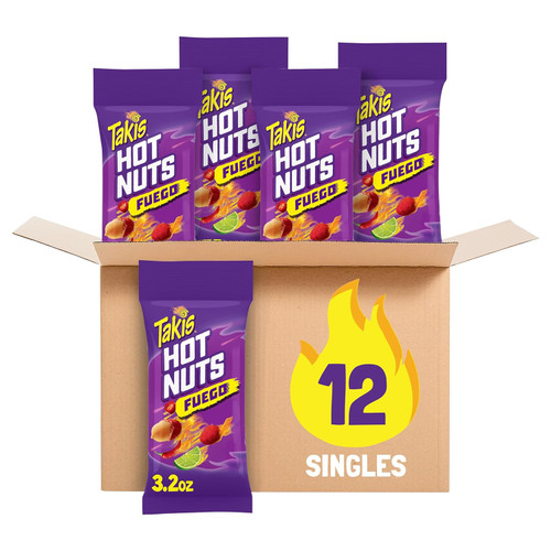 Takis Fuego Hot Nuts, 3.2 oz (Pack of 12)
