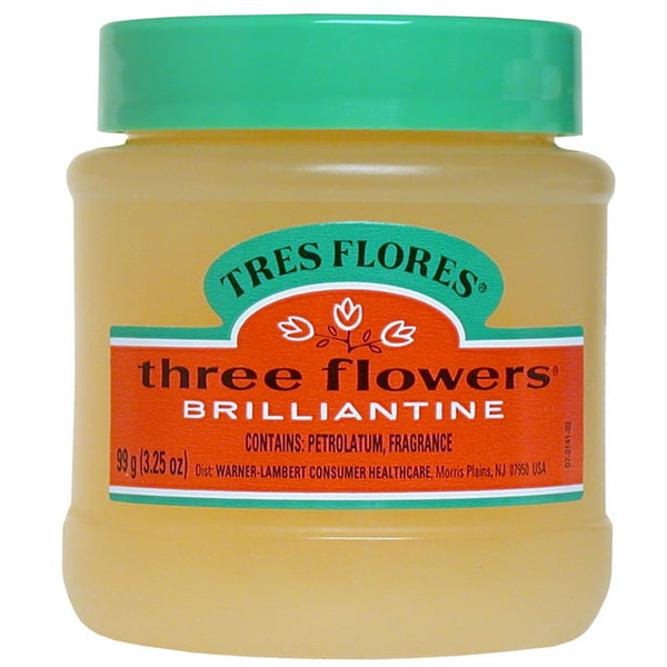 Three Flowers Solid Brilliantine Pomade, Men Hair Styling, 3.25oz