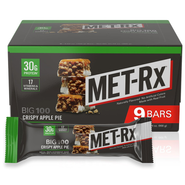 MET-Rx Big Bar, Crispy Apple Pie, 3.52oz, (9 Count)