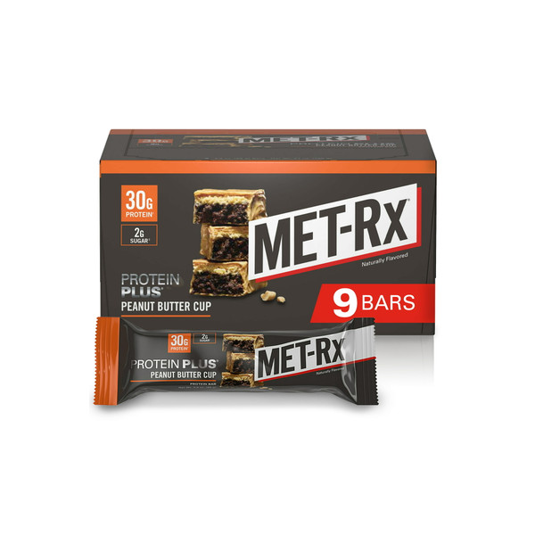MET-Rx Protein Plus Bar, Peanut Butter Cup, 3.52oz (9 Count)