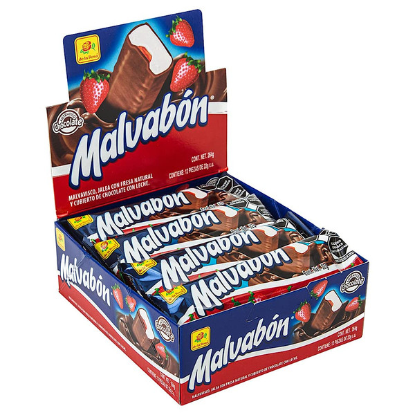 Malvabon Strawberry Marshmallow Bar, 22 g - 12 Count (Pack of 24)