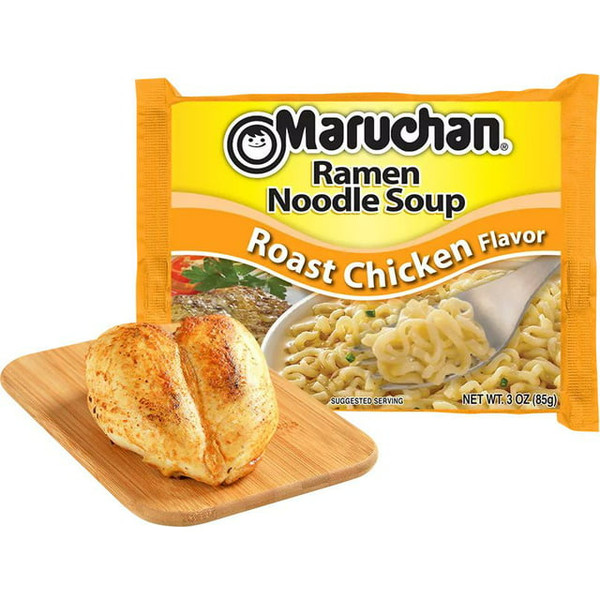 Maruchan Roast Chicken Flavor Ramen Noodle Soup, 3oz (Pack of 24)