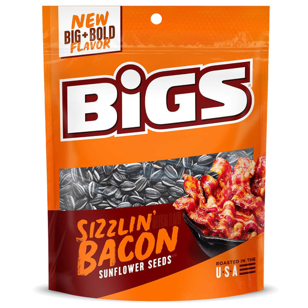 BIGS Sizzlin' Bacon Sunflower Seeds, 5.35oz (Pack of 12)