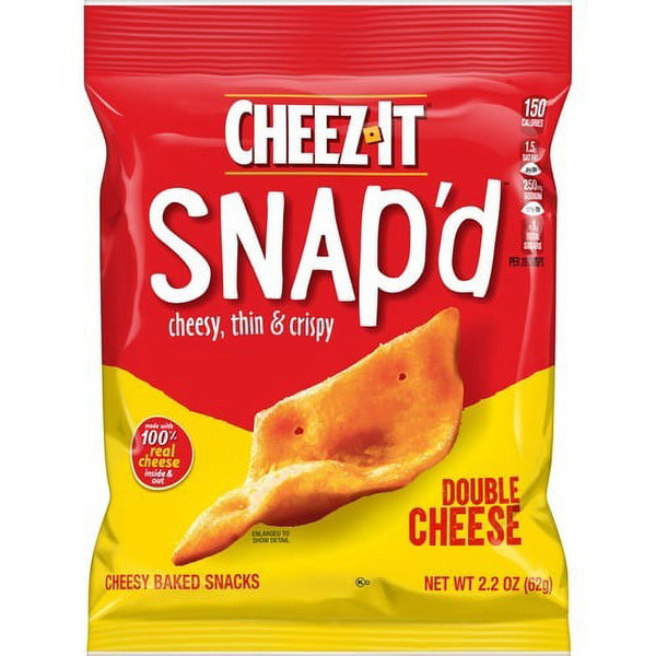 Cheez-It Snap'd Double Cheese Crackers Cheese,  2.20oz (Pack of 6)