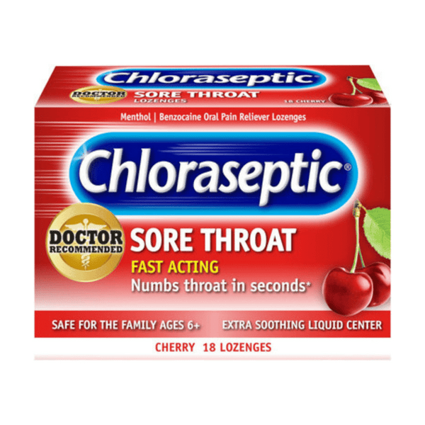 Chloraseptic Sore Throat Lozenges, Cherry Flavor, 18 Count (Pack of 6)