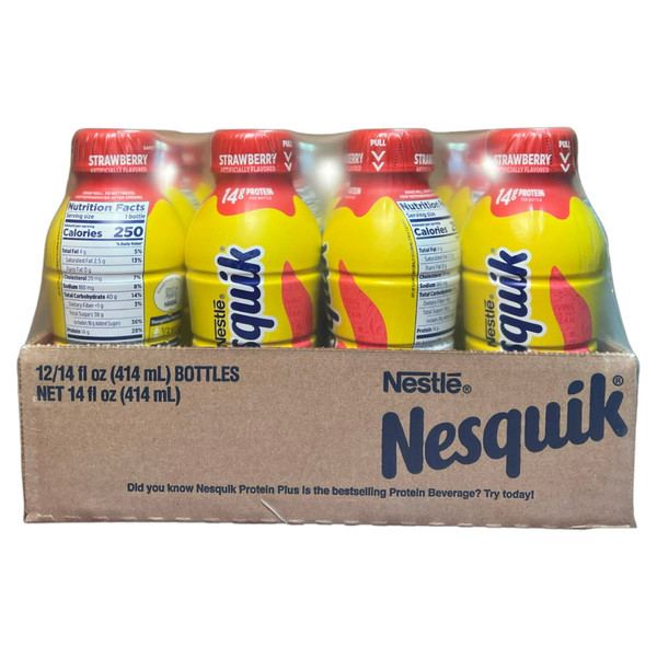 Nestle Nesquik Milk, Strawberry, 14oz (Pack of 12)