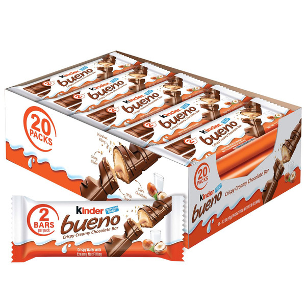 Kinder Bueno Chocolate Bar, 1.50oz (Pack of 20)