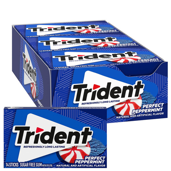 Trident  Sugar Free Gum, 14 Sticks (Pack of 12)