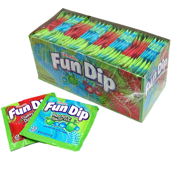 Fun Dip, Cherry Yum Diddly Dip and Blue Razz Magic Dip (Pack of 48)