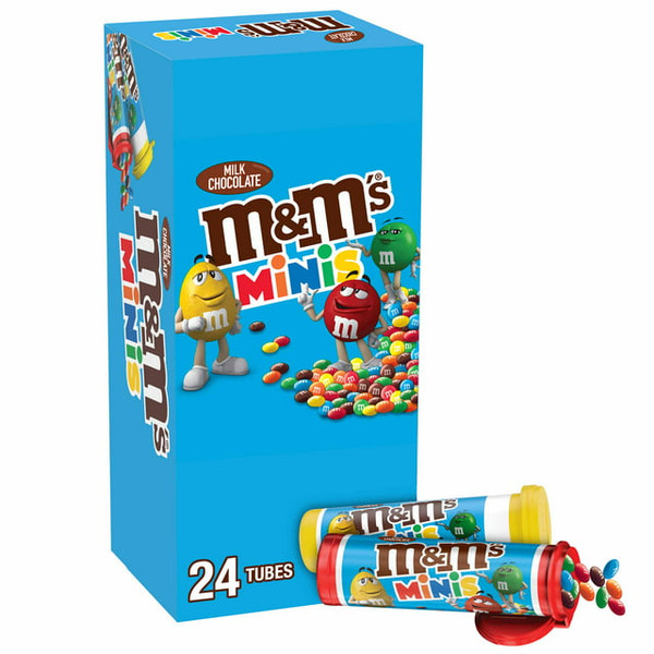 M&M's Tubes Milk Chocolate Mini Candy, 1.08oz (Pack of 24)