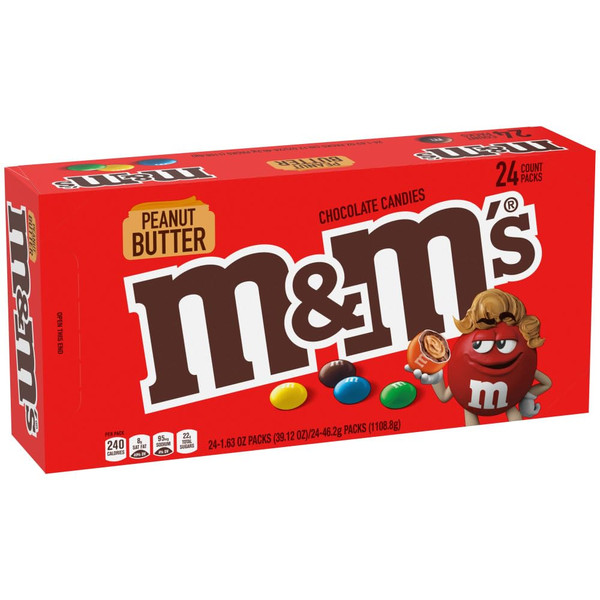 M&M'S Peanut Butter Chocolate Candy, 1.63oz (Pack of 24)