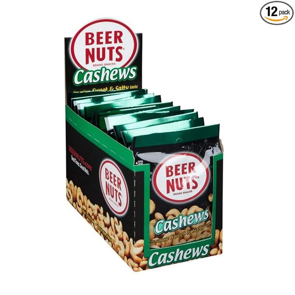 BEER NUTS Cashews, 2oz (Pack of 12)