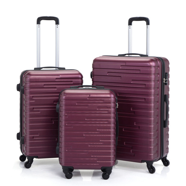 3-piece Trolley Case Set, 360 Degree Rotation Wheels with TSA Lock, Travel Suitcase Set, Claret XH 3-piece Trolley Case Set, 360 Degree Rotation Wheels with TSA Lock, Travel Suitcase Set, Claret XH