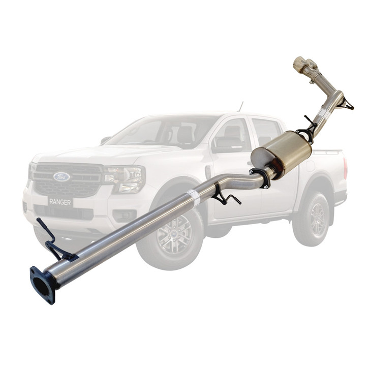 Ford Ranger Next Gen 4cyl 2L Bi-Turbo 2022 On 3" DPF Back Stainless Exhaust With Muffler Only Twin Tip Side Exit