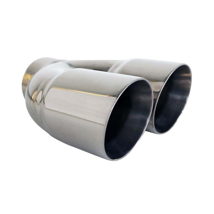 Exhaust Tip Angle Cut Inner Cone Tapered 3" In Dual 3.5" Out RHS 304 Stainless Steel