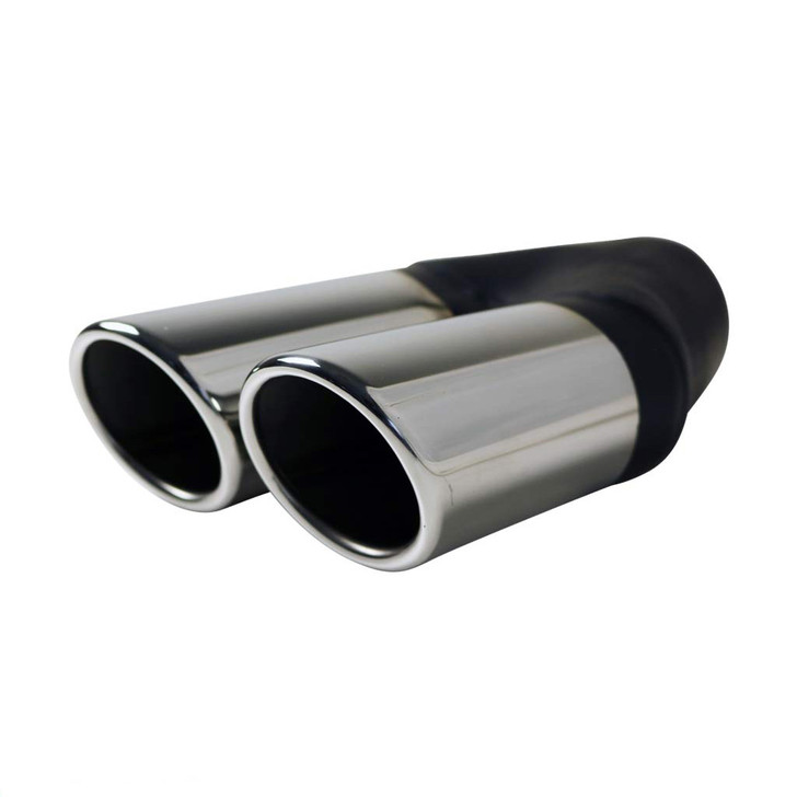 Exhaust Tip Angle Cut Rolled In 2.25" In - Dual 2.5" Out RHS 304 Stainless