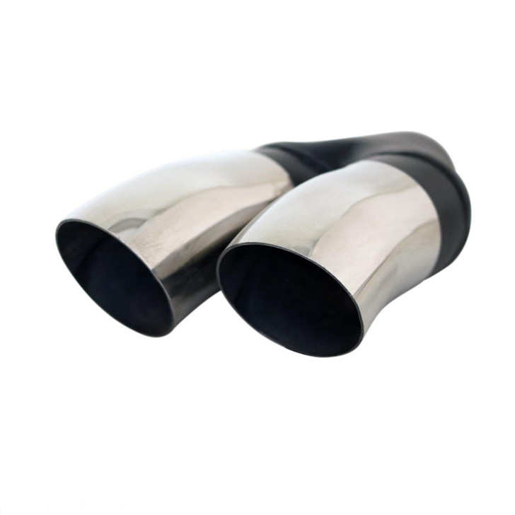 Exhaust Tip Dump Pipe 2.25" In - Dual 2.5" Out 9" Long RHS 304 Stainless Steel