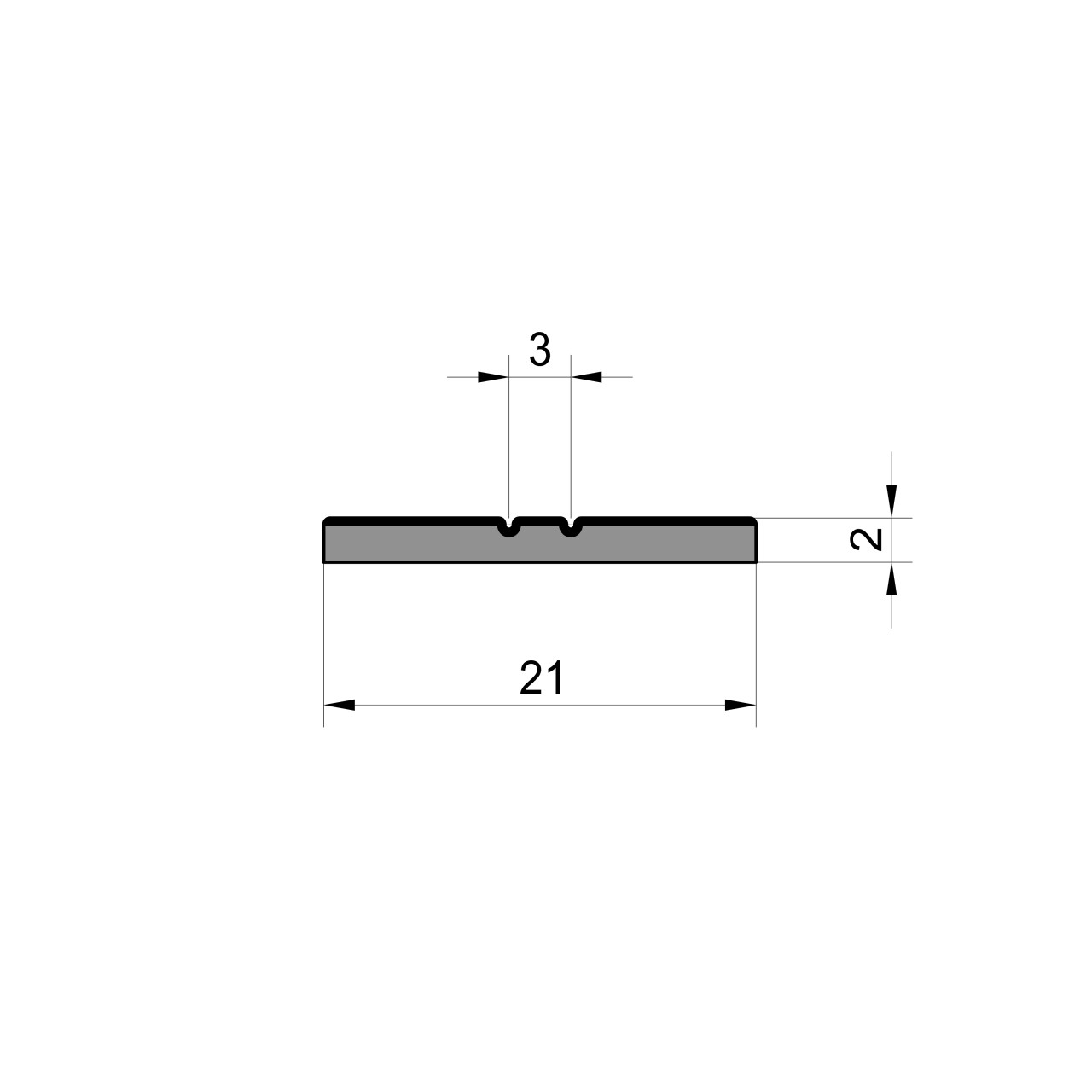 Flocked Lined Sliding Window Strip (21mm Wide x 2mm Thick)