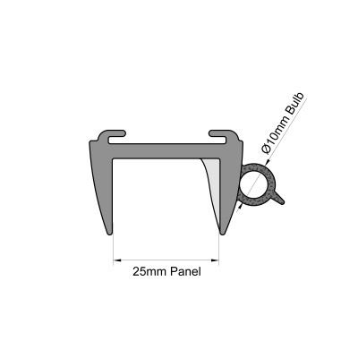 Double Glazed Opening Caravan Window Seal (25mm Panel, 10mm Bulb) Double Glazed Opening Caravan Window Seal (25mm Panel, 10mm Bulb)