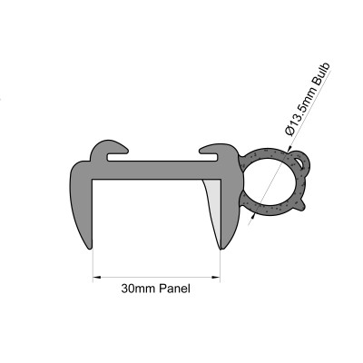 Double Glazed Opening Caravan Window Seal (30mm Panel, 13.5mm Bulb) Double Glazed Opening Caravan Window Seal (30mm Panel, 13.5mm Bulb)