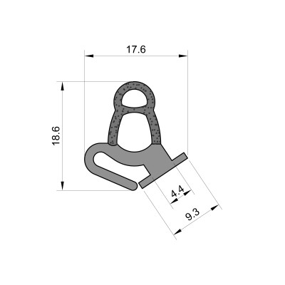 Caravan Door Seal with Double Sponge Rubber Top Bulb Caravan Door Seal with Double Sponge Rubber Top Bulb